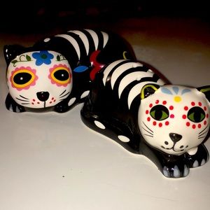 Day of the Dead Sugar Skull Cat Salt & Pep Shaker